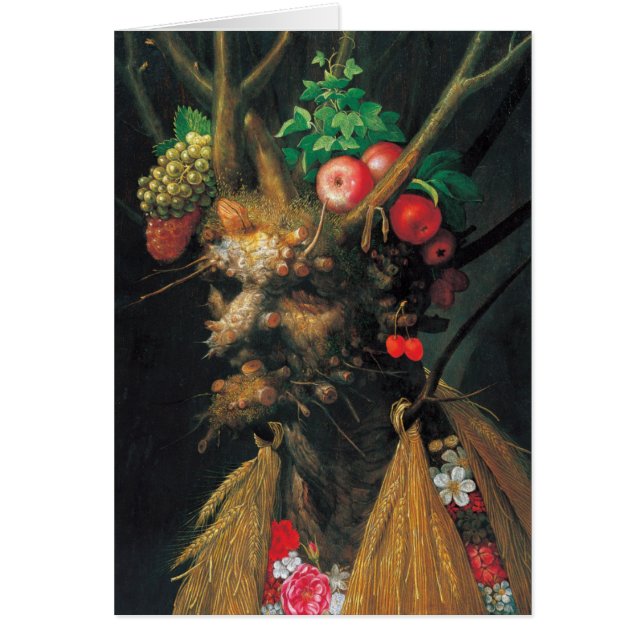Cartão Quatro estações em uma cabeça - Arcimboldo -1590 (Frente)