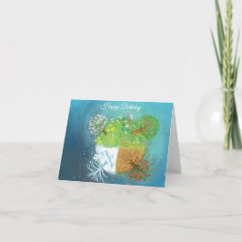 Cartão Quatro estações no aniversário da Terra