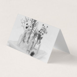 Cartão Quatro Garrafas e Flores Brancas