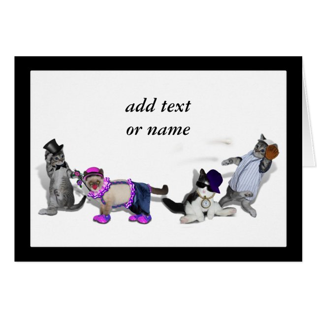 Cartão Quatro Gatinhos Em Jogo (Frente Horizontal)