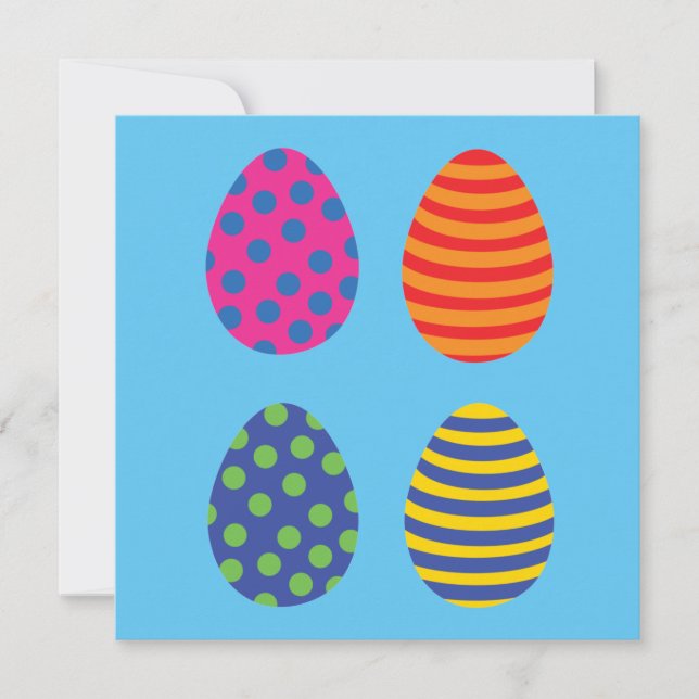 Cartão Quatro Ovos de Páscoa Coloridos (Frente)