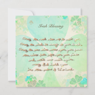 Cartão Que a estrada suba... Manuscrito com Shamrocks