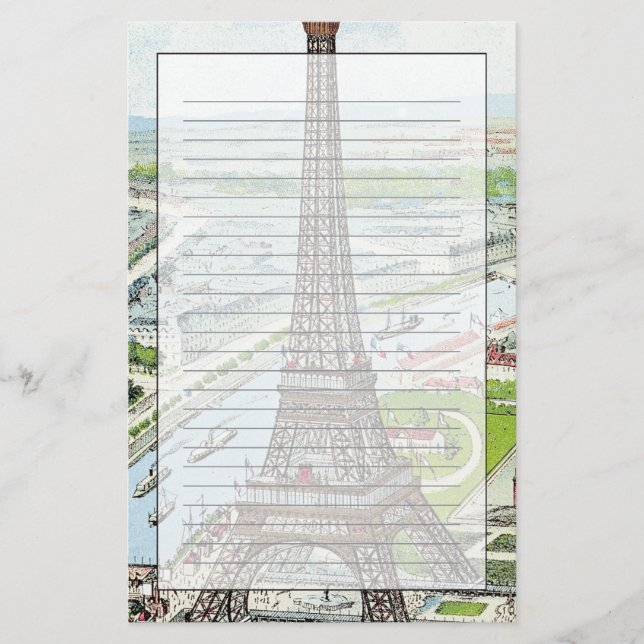 Cartão que descreve a torre Eiffel (Frente)