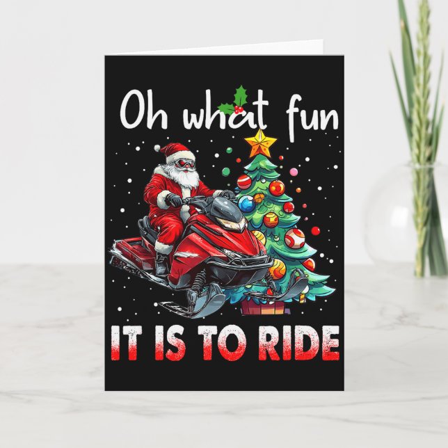 Cartão Que Diversão É Andar De Snowmobile Santa Christm (Frente)