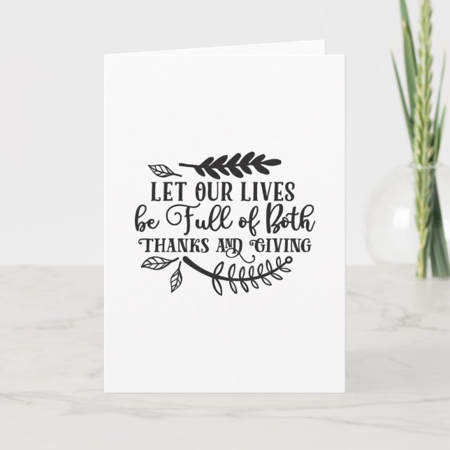 Cartão Que nossas vidas estejam cheias de gratidão e doaç (Frente)
