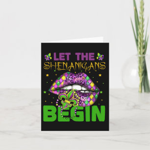 Cartão Que Os Shenanigans Comecem As Camisas Mardi Gras2