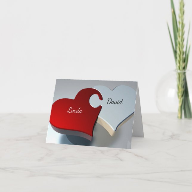 Cartão Quebra-cabeça Coração Ajuste Perfeito (Frente)