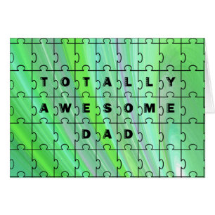 Cartão Quebra-cabeça Pai Totalmente Incrível Verde
