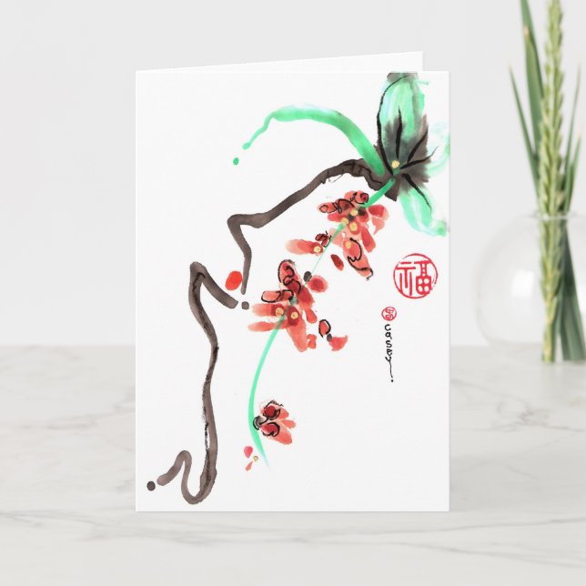 Cartão Queda da flor do primavera (Frente)