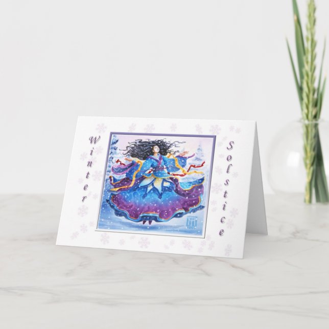 Cartão Queda de neve do solstício de inverno (Frente)