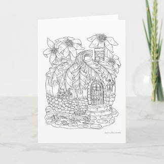 Cartão Queda Pumpkin Fairy House Colore você mesmo Vazio