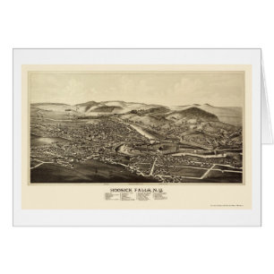 Cartão Quedas de Hoosick, mapa panorâmico de NY - 1889