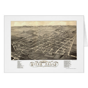 Cartão Quedas do rio, mapa panorâmico dos WI - 1880