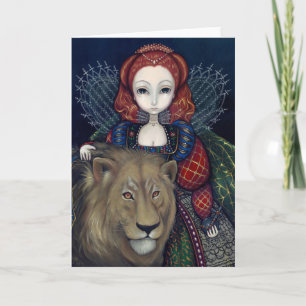 Cartão "Queen Elizabeth and a Lion" Greeting Card