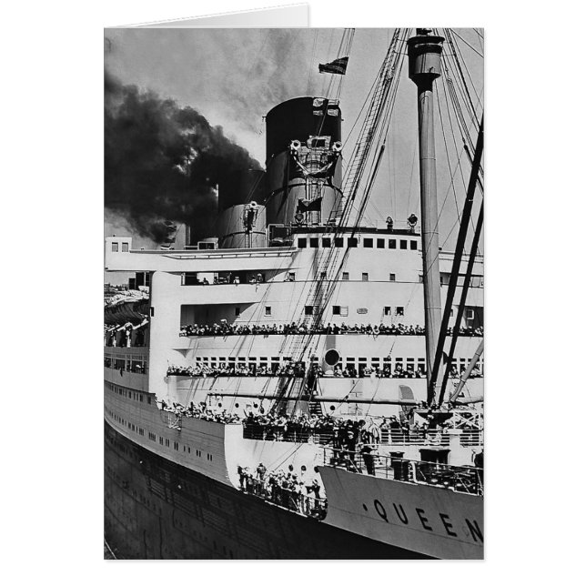 Cartão Queen Mary Enters Port (Frente)