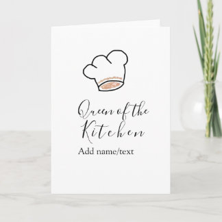 Cartão Queen of the kitchen chef cooking add name crown 