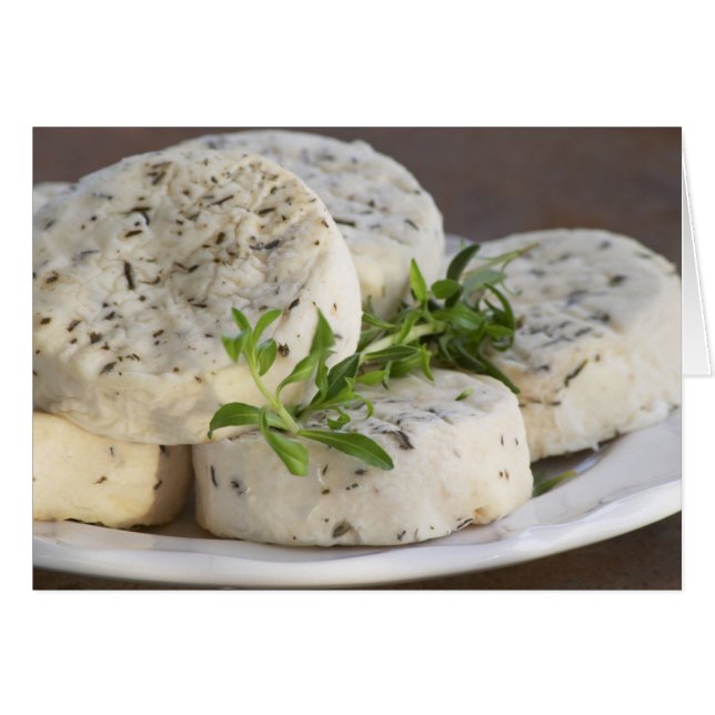 Cartão Queijo de cabra francês - chevre - com ervas em um (Frente Horizontal)