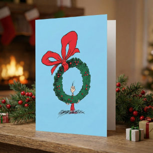 Cartão Quem Espia Através da Coroa de Natal