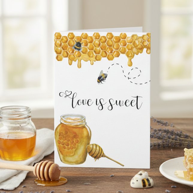 Cartão Querida Aniversário de Abelhas Amor é Doce (Criador carregado)