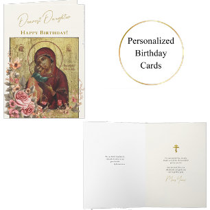 Cartão Querido Filha Ortodoxa Aniversário Cristão