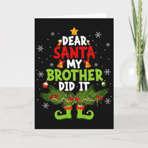 Cartão Querido Papai Noel Meu Irmão Fez Isso Elfo Corresp