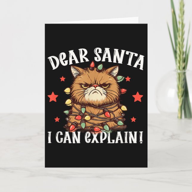 Cartão Querido Papai Noel Posso Explicar O Gato Fez Isso  (Frente)