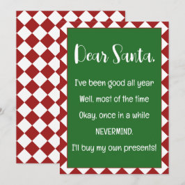 Cartão Querido Papai Noel, vou comprar minhas próprias co