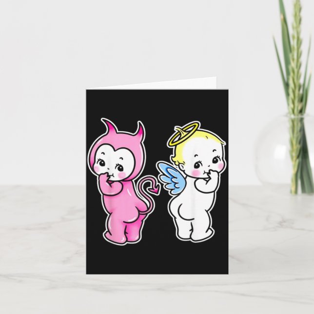 Cartão Querubins Anjo Diabo Bebê Kewpie (Frente)