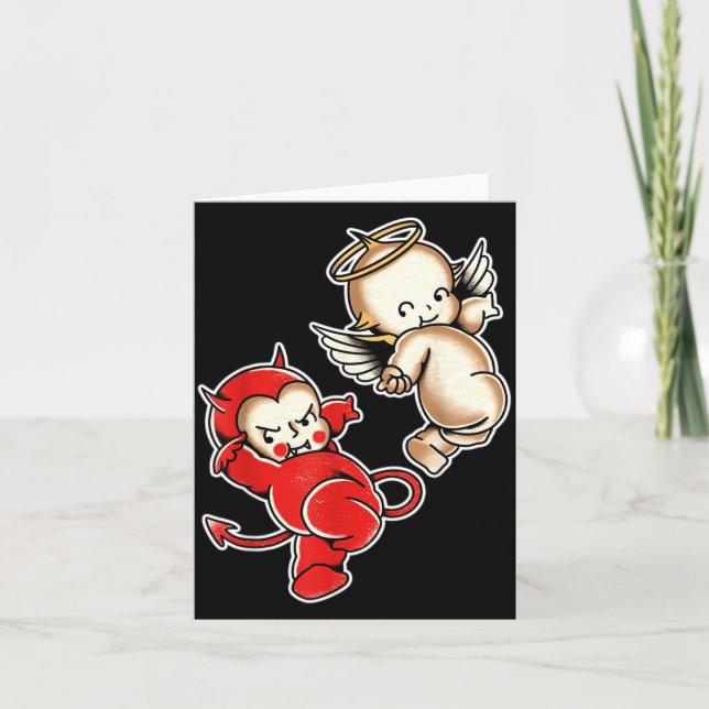 Cartão Querubins Anjo Diabo Bebê Kewpie (Frente)