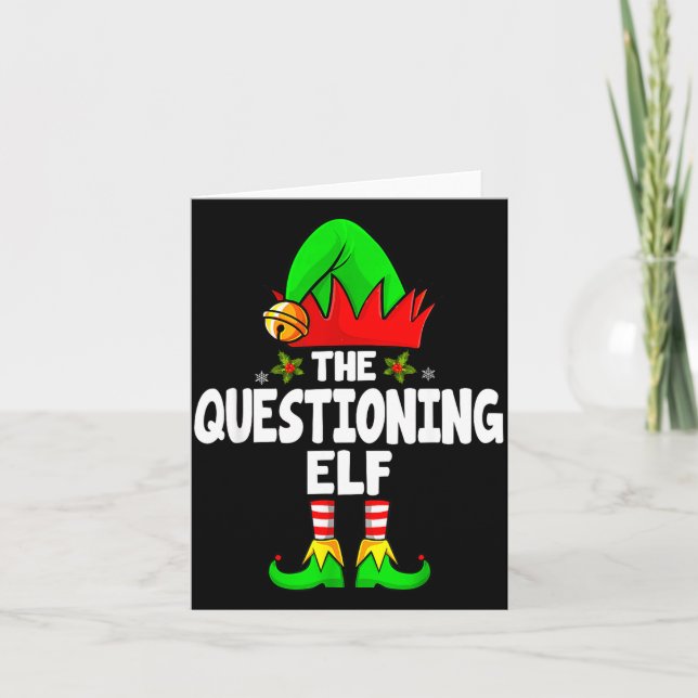 Cartão Questioning Elf Group Christmas Funny Pajama Party (Frente)