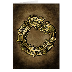Cartão Quetzalcoatl dourado