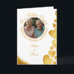 Cartão Quic Dourado Heart 50º Aniversário de Casamento<br><div class="desc">Uma design luxuosa com corações dourados e brilho,  com uma foto personalizada e um texto elegante e cursivo,  perfeito para comemorar o 50º aniversário de casamento.</div>