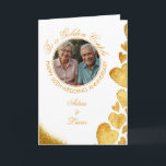Cartão Quic Dourado Heart 50º Aniversário de Casamento<br><div class="desc">Uma design luxuosa com corações dourados e brilho,  com uma foto personalizada e um texto elegante e cursivo,  perfeito para comemorar o 50º aniversário de casamento.</div>