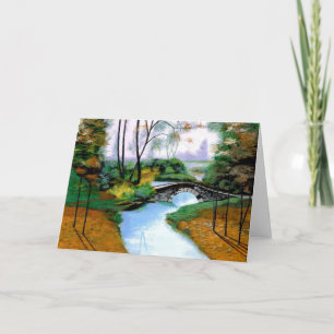 Cartão Quiet Foggy Morning by the Stone Bridge Card
