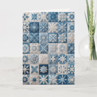 Cartão Quililha de Floco de Neve Azul e Branco