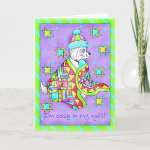Cartão Quilt Lover Dog Greeting Card or Note Card