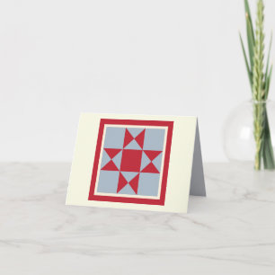 Cartão Quilt Note Cards - Ohio Star (red/grey)