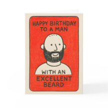 Quirky beard card to man with excellent hair