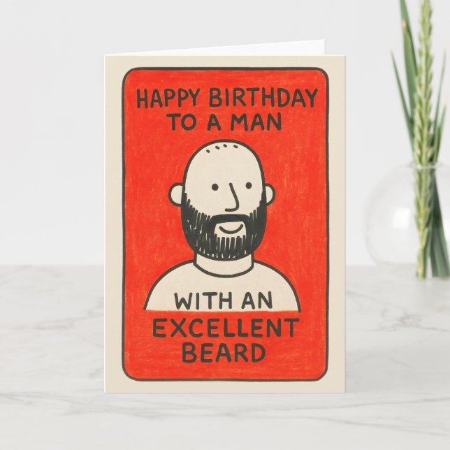 Cartão Quirky beard card to man with excellent hair (Frente)
