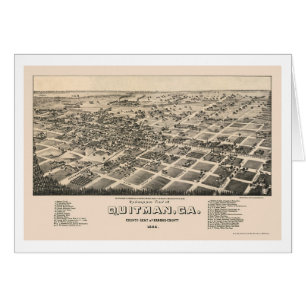Cartão Quitman, mapa panorâmico de GA - 1885