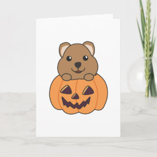 Cartão Quokka em Pumpkin Cute Quokkas Happy Halloween