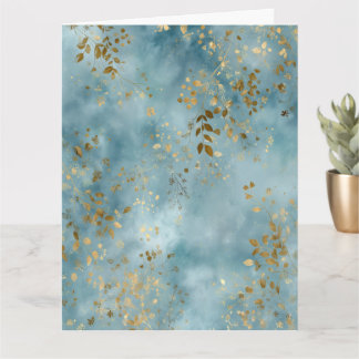 Cartão Quote Botanical Gold Leaves Teal Design