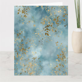Cartão Quote Botanical Gold Leaves Teal Design