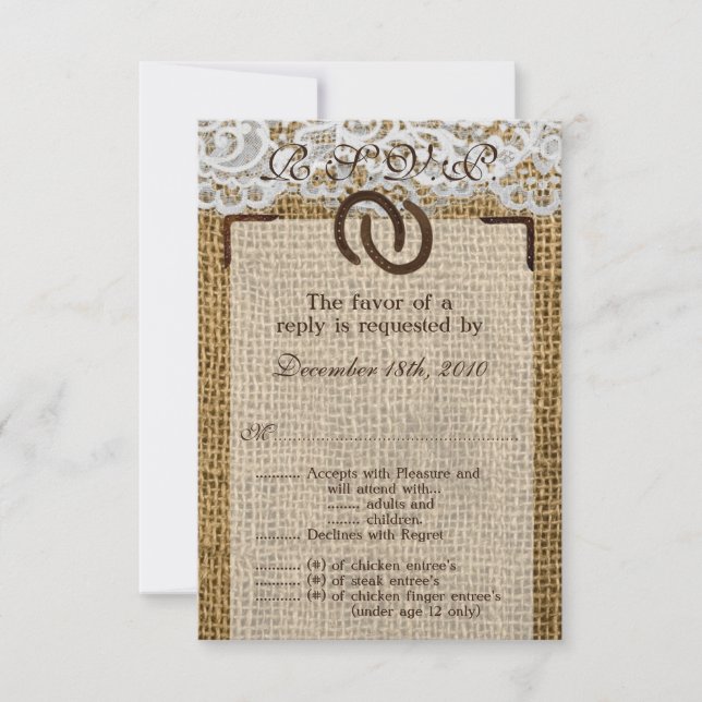 Cartão R.S.V.P. 3.5x5 Cavalinhos de Ferradura em B (Frente)