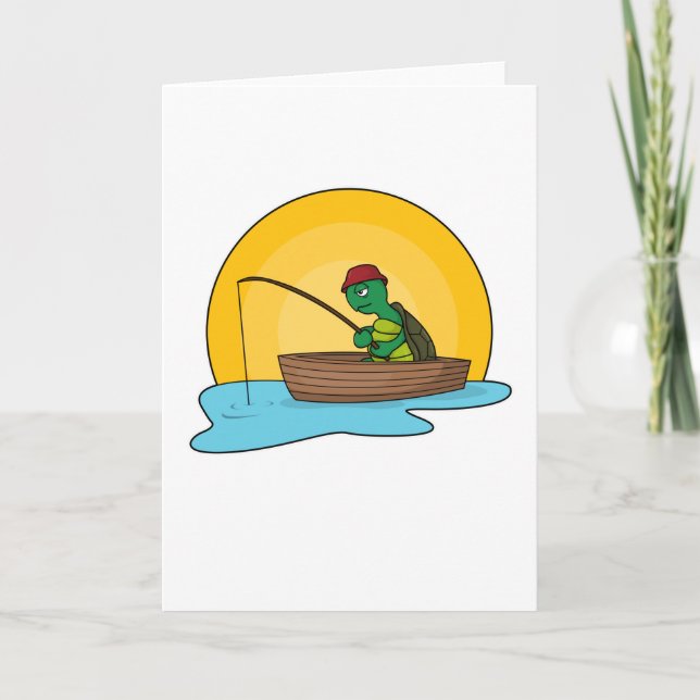 Cartão Rã como pescador de vara em barco (Frente)
