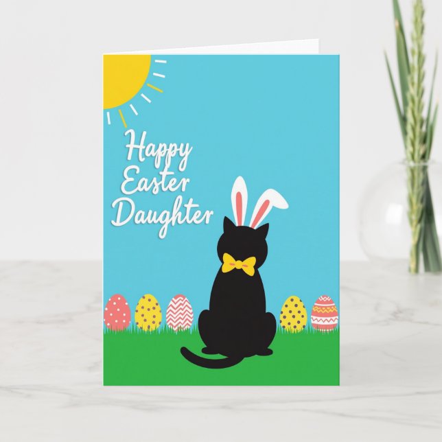 Cartão Rabbit Cat Easter Pattern Card (Frente)