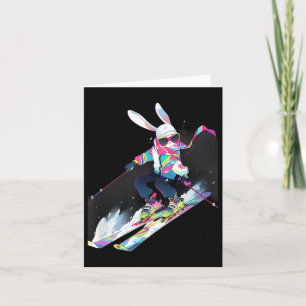 Cartão Rabbit Esqui esquiador esquiador esqui neve de inv