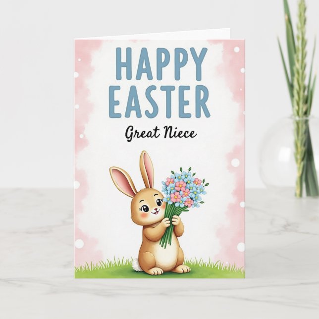 Cartão Rabbit Flower Pattern Easter Card (Frente)