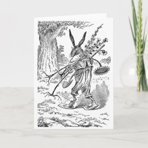 Cartão Rabbit Gardener with Shovel & Uprooted Plants