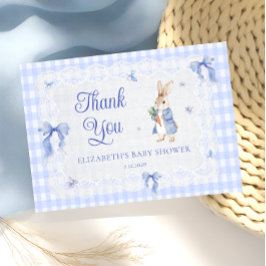 Cartão Rabbit Gingham Bunny Baby Shower Thank You Card